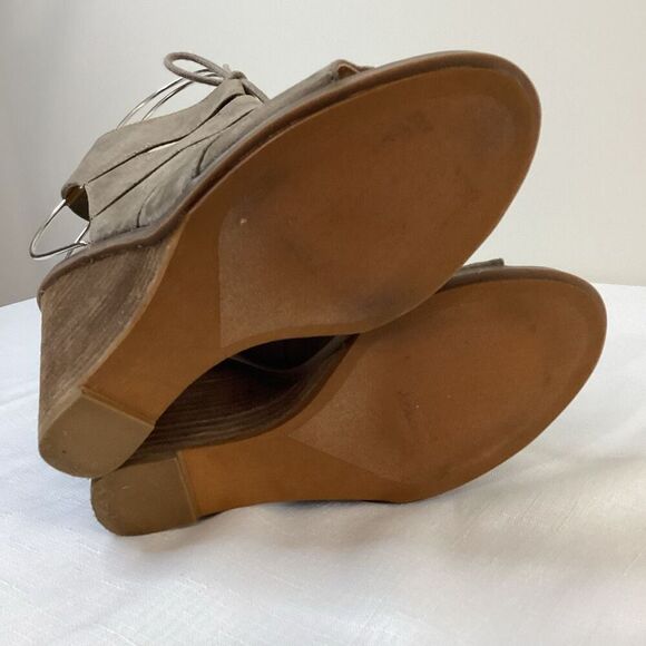 Melrose and Market Tan Lace-up Wedge Sandal Size 7.5 - Picture 10 of 12